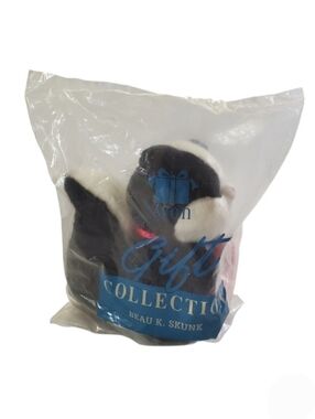 Avon Beau K. Skunk 6" Black and White Plush Skunk Toy 1993 Collectible NIP